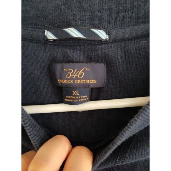 Brooks Brothers Men's XL  Navy Blue Green Striped Crewneck Sweater Preppy Casual - Picture 4 of 6
